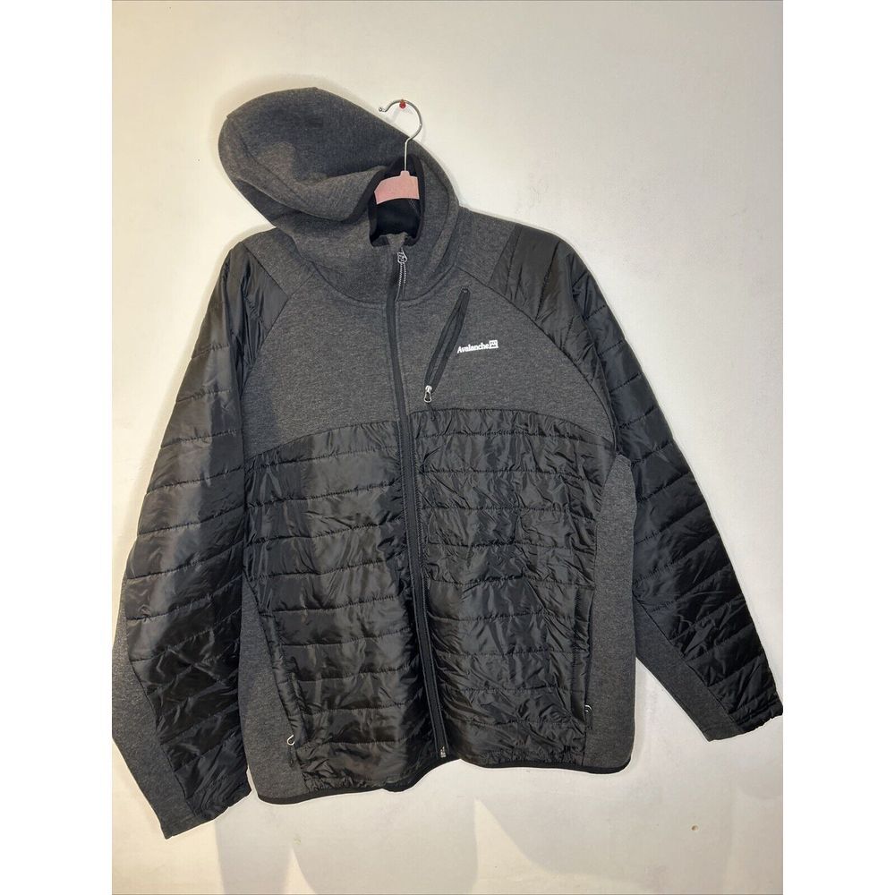 -AVALANCHE MENS BLACK/GRAY JACKET WITH HOOD SIZE 2XL‎